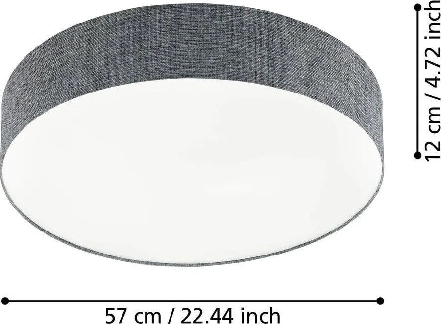 Sivé LED stropné svietidlo s textilným tienidlom ROMAO – EGLO