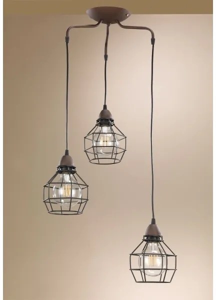 ONLI - Luster na lanku SPIDER 3xE27/15W/230V čierna/hnedá