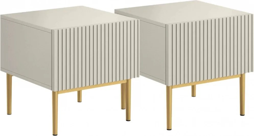 Sada nočných stolíkov Nicole 2 ks - kašmírová / zlatá