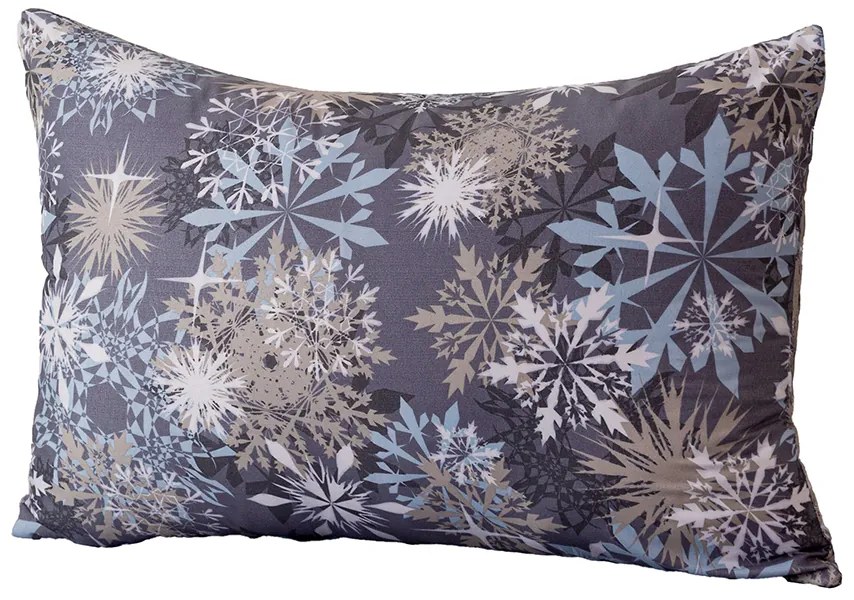 Súprava 2ks dekoračných poťahov na vankúš SNOWFLAKE 50x70cm, modrosivé
