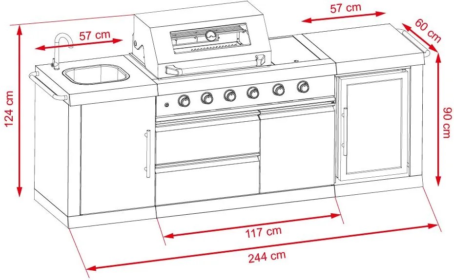 Záhradná kuchyňa s grilom a chladničkou Avenberg TRINITY