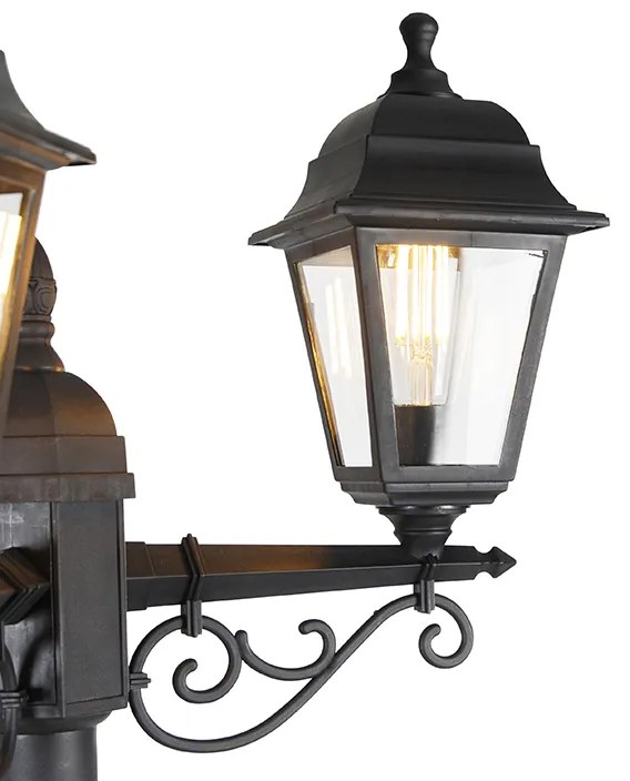 Inteligentný lampáš čierny 3-svetelný IP44 vrátane Wifi ST64 - Capital