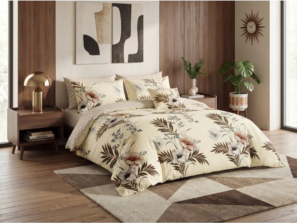 Obojstranné obliečky DUO SENSE SANDORA krémové + obliečka na vankúšik 40x50 cm ZDARMA Rozmer obliečky: 70 x 90 cm | 140 x 200 cm