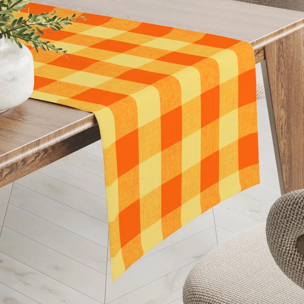 Biante Bavlnený behúň na stôl Olivia OL-003 Oranžovo-žltá kocka veľká 45x120 cm
