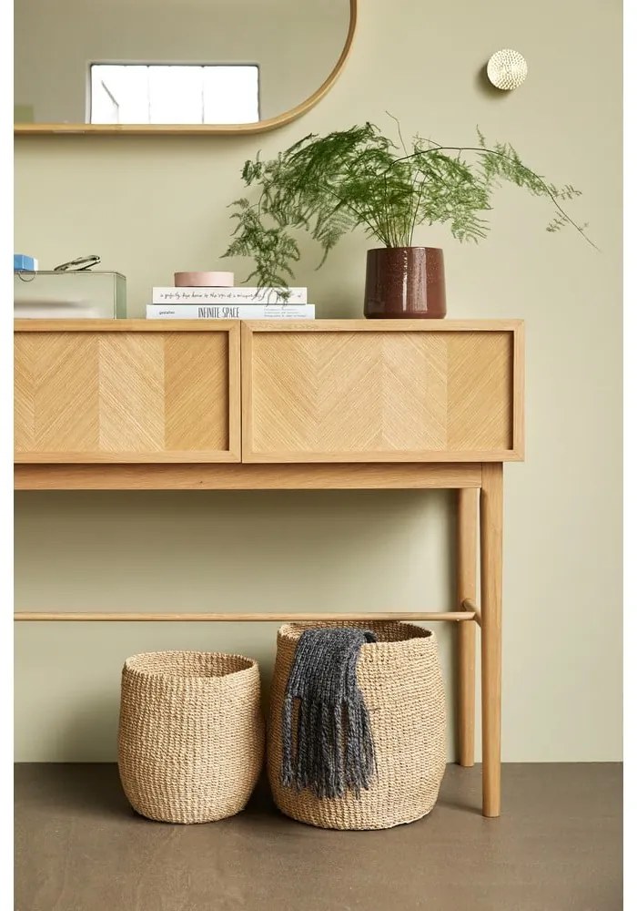 Konzolový stolík v dekore duba v prírodnej farbe 38x150 cm Herringbone – Hübsch