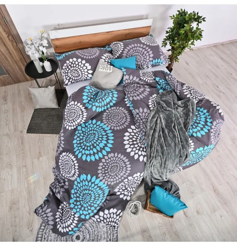 Obliečky bavlnené Denver sivo-modré EMI, Štandardný set jednolôžko obsahuje 1x 140x200 + 1x 70x90