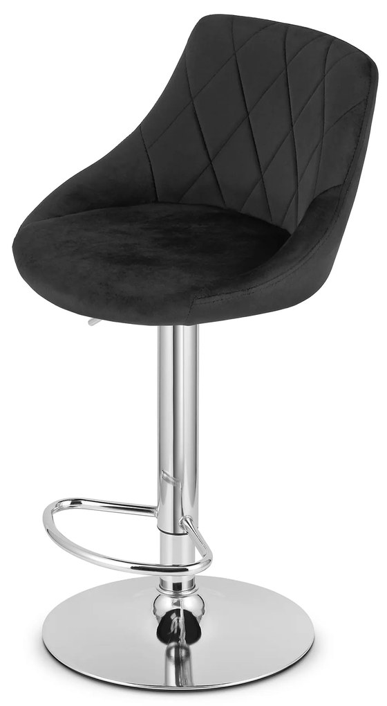 Barová stolička KAST - čierny zamat / chromovaný základ