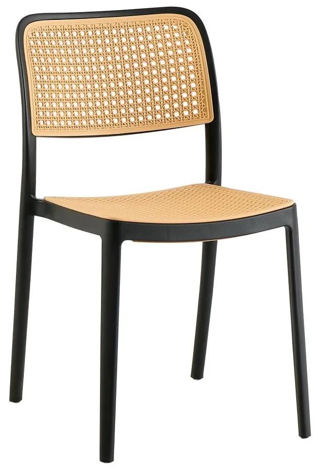 Tempo Kondela Stohovateľná stolička, čierna/béžová, RAVID TYP 1