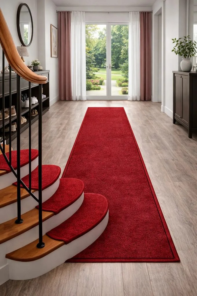 Nášľapy na schody Eton vínovo červený obdĺžnik, samolepiaci - 24x65 obdĺžnik (rozmer vrátane ohybu) Vopi