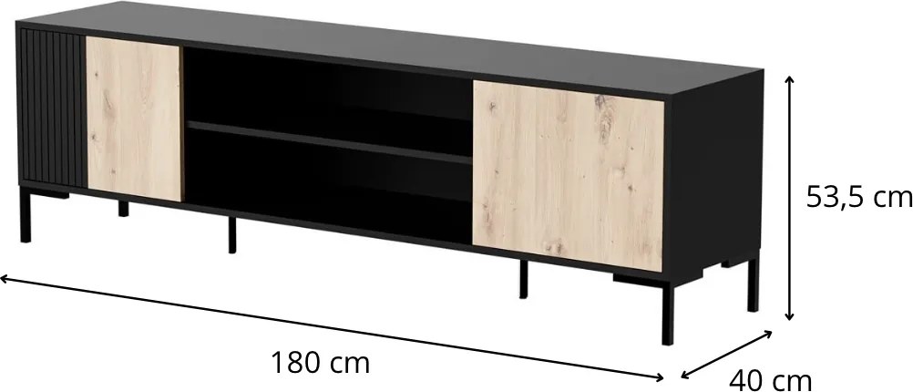 TV stolík Merci 180 cm čierny/dub artisan