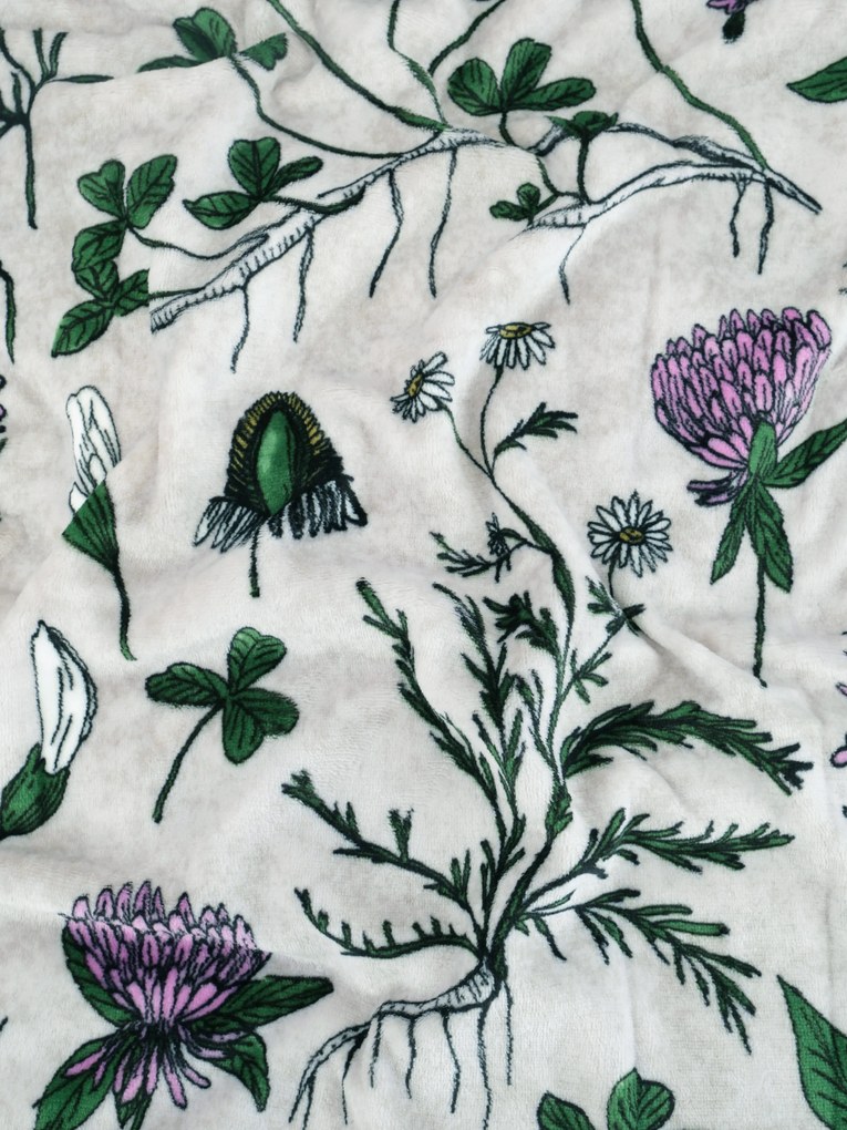 Obliečky mikroplyš Exclusive – Herbár svetlo sivý