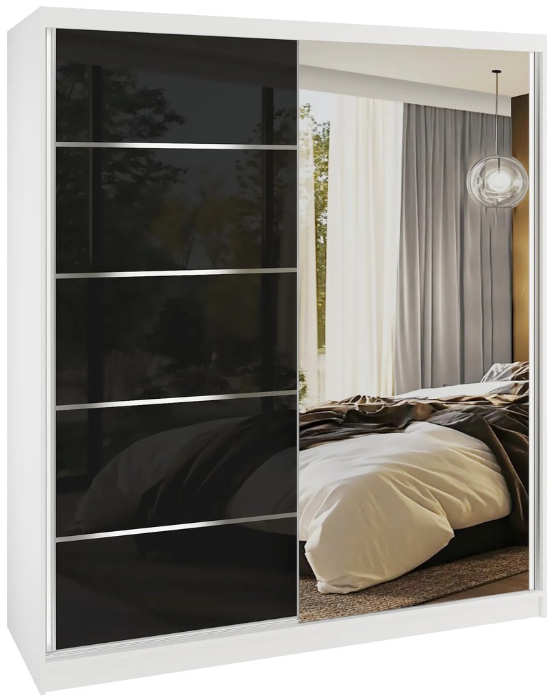 Šatníková skriňa SERENITY 158 cm čierny lesk MGB SERENITY SZP7/0/W/B/0/HIAL