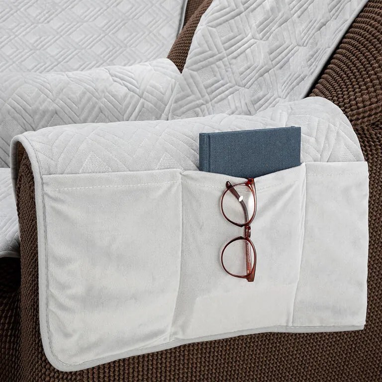Prikrývky s opierkami CRYSTAL šedé kreslo - sedák 57 cm