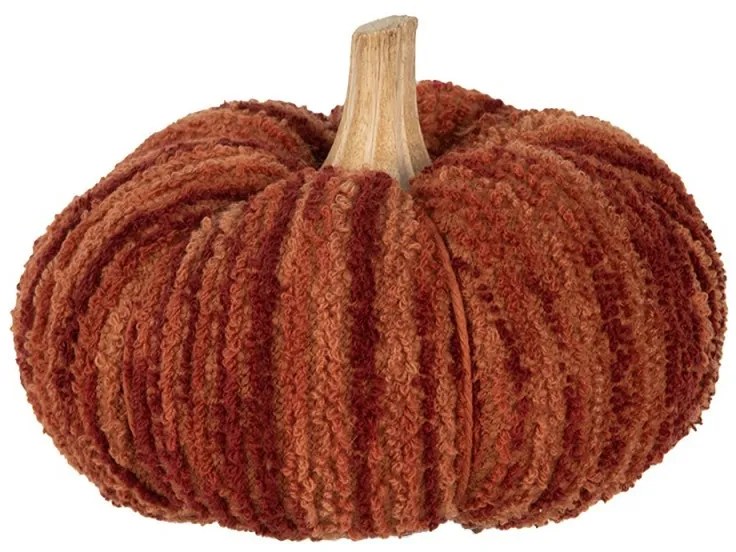 Tmavo tehlová látková dekorácia tekvice Pumpkin - Ø 15*12 cm