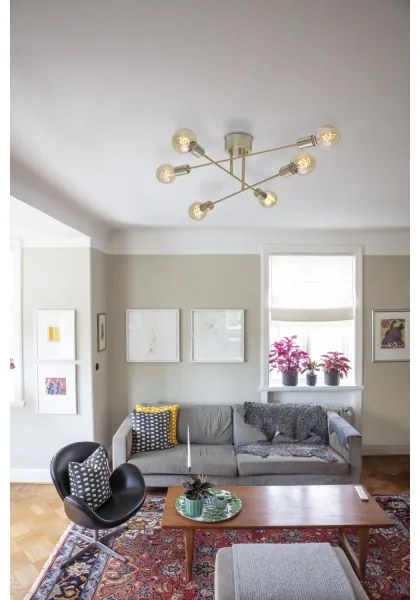 Cottex P7216BM - Prisadený luster BATON 6xE27/60W/230V mosadz