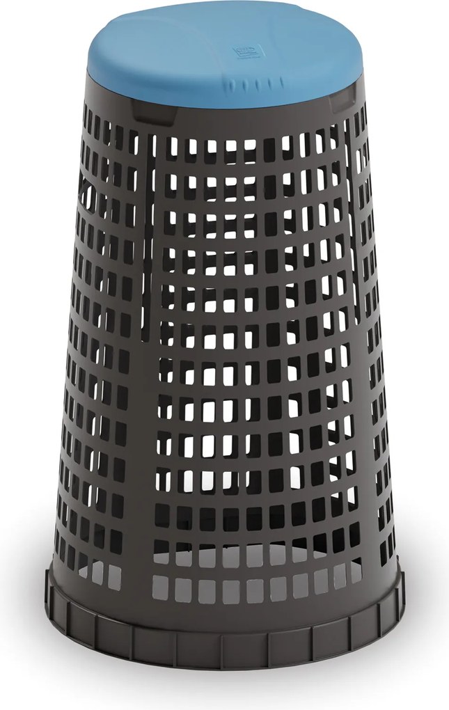 Plastový odpadkový kôš na 120 l vrecia, čierny, modré veko