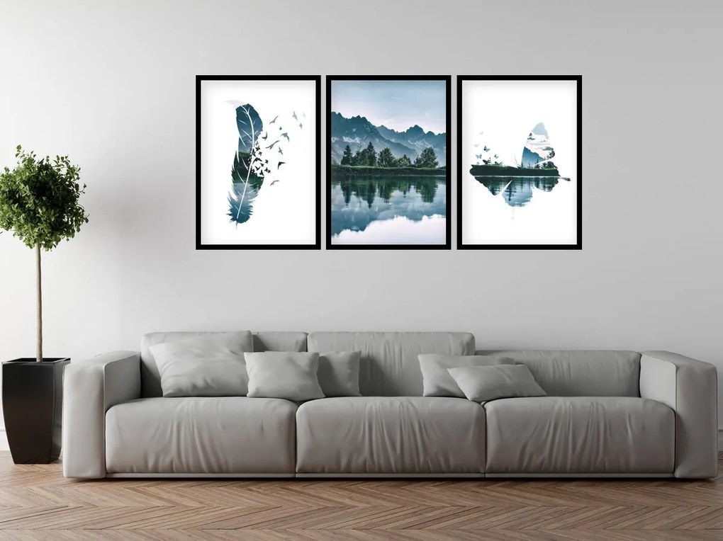 Gario Sada plagátov Horská panoráma - 3 dielna Farba rámu: Bez rámu, Rozmery: 99 x 45 cm