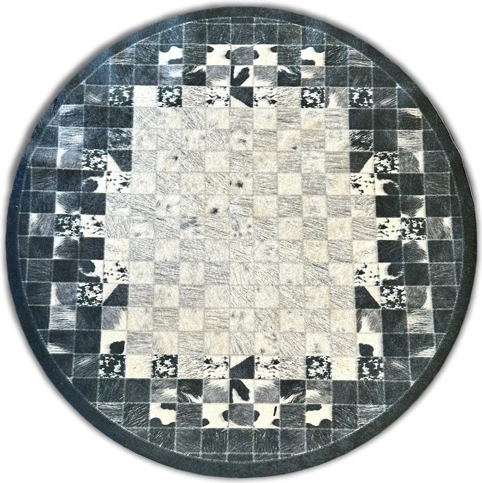 Okrúhly koberec Porte 2054 Koło GREY – sivý s geometrickým vzorom Rozmer: 80 cm