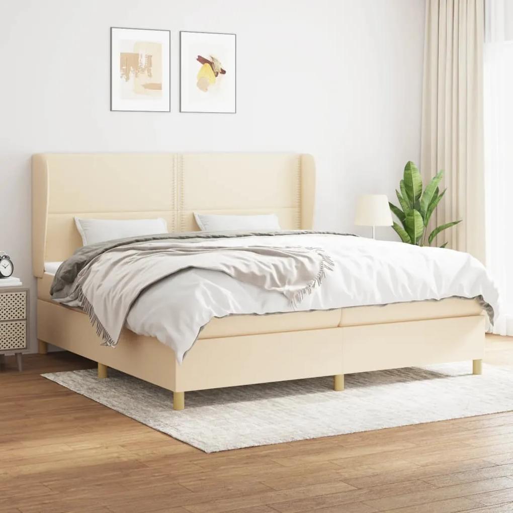 Boxspring posteľ s matracom krémová 200x200 cm látka 3128474