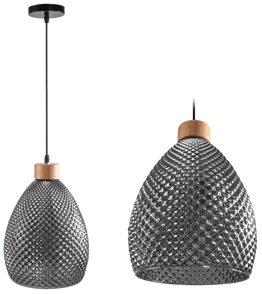 Toolight - Retro sklenená stropná lampa E27 60W APP897-1CP, čierna, OSW-05697