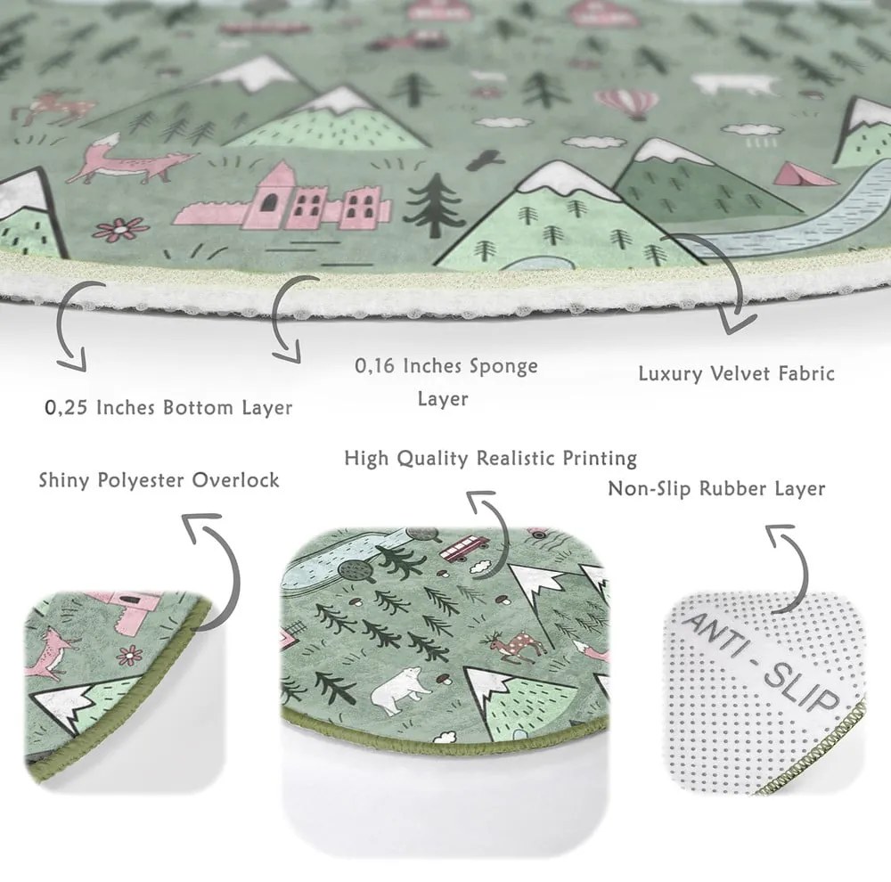 Zelený detský koberec ø 100 cm Comfort – Mila Home