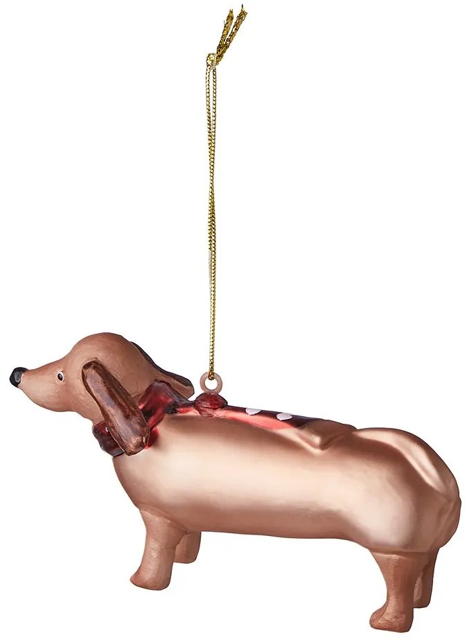HANG ON Sklenená ozdoba jazvečík