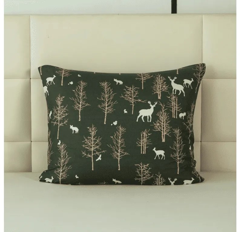 Obliečka na vankúš z mikrovlákna OAK DEER 70x90 cm, tmavo zelená
