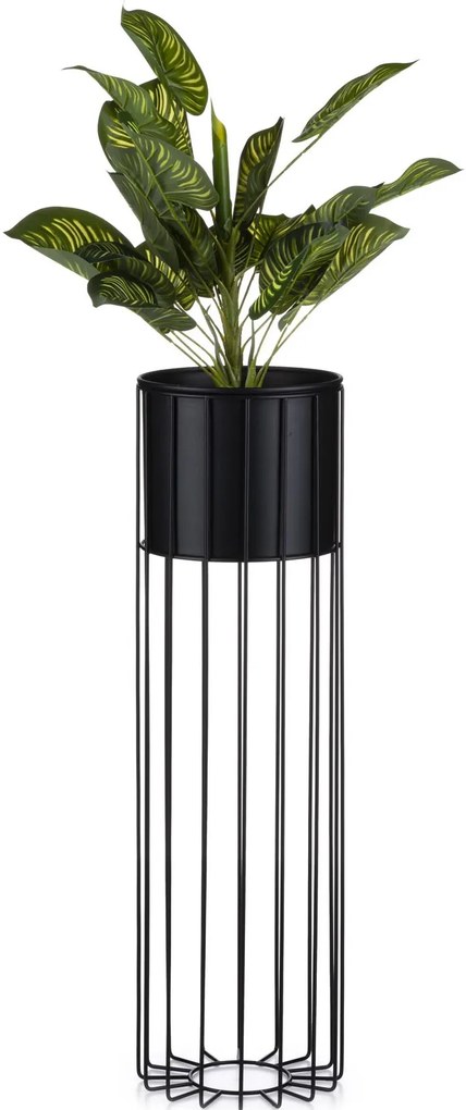 KOVOVÝ KVETINÁČ SO STOJANOM GLAM 70X20 CM ČIERNA