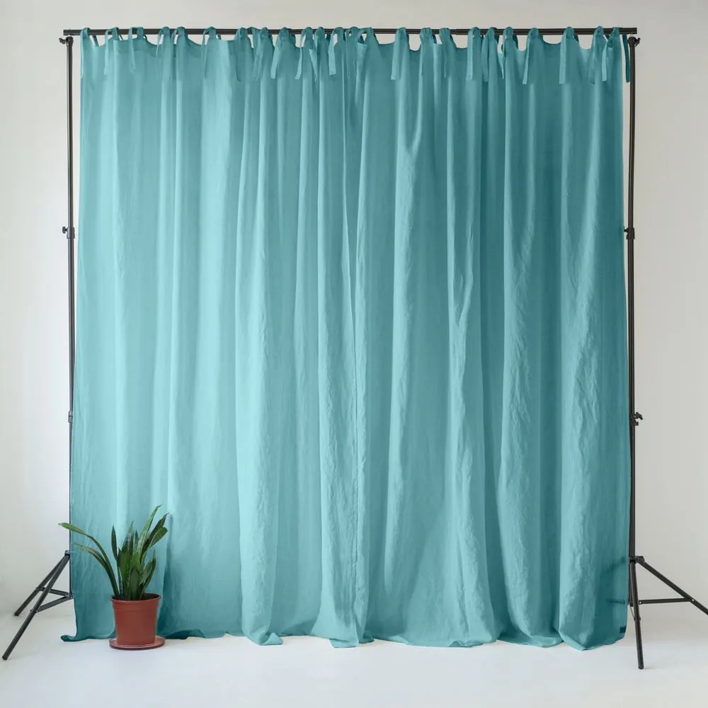 Tyrkysový ľanový záves 140x330 cm Coastal Blue – Linen Tales