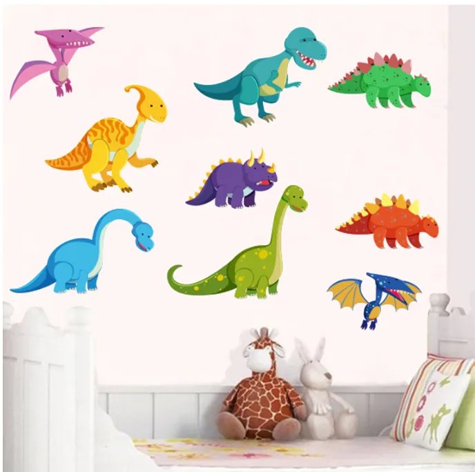 Veselá Stena Samolepka na stenu na stenu Farební Dinosaury