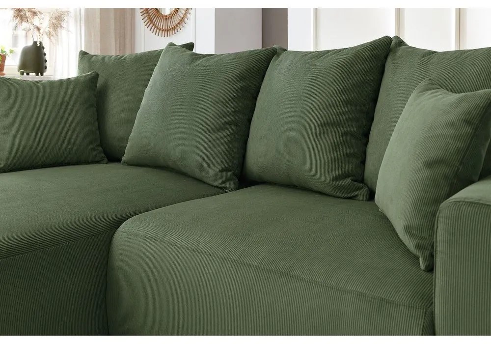 Zelená zamatová rohová pohovka Enjoy – Bobochic Paris