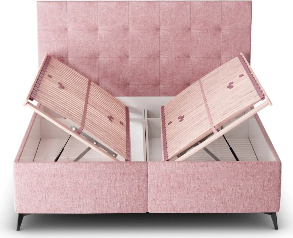 Posteľ s úložným priestorom Dora 180x200 cm, ružová látka