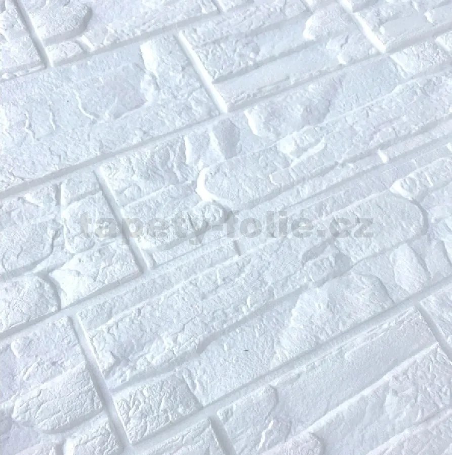 Samolepiace penové 3D panely 0001, rozmer 70 x 77 cm, ukladaný kameň krémovo biely, IMPOL TRADE