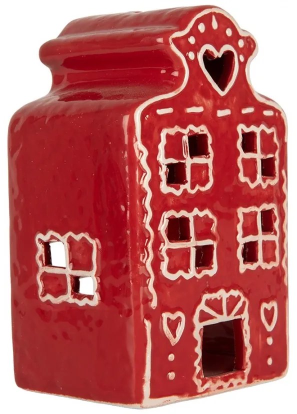 Červená perníková chalúpka na sviečku Gingerbread Cott - 8*7*13 cm