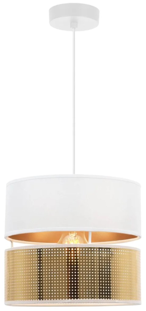 Závesné svietidlo Asti2, 1x PVC/biele textilné tienidlo, (fi 20cm), g, w