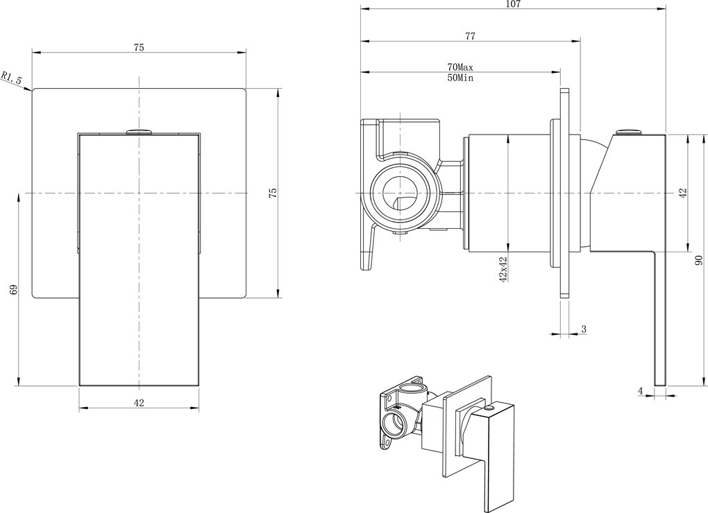 Sapho Sapho, LATUS podomietková batéria pre bidetové spŕšky, 1 výstup, chróm, 1102-46