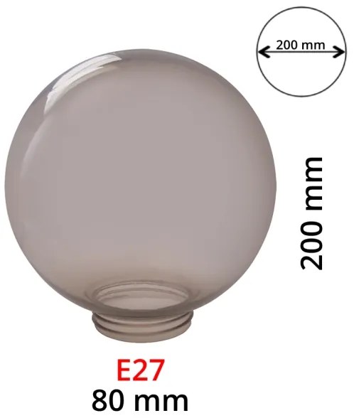 Náhradné tienidlo dymové pre svítidla E27 pr. 20 cm