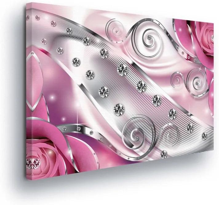 GLIX Obraz na plátne - Silver Zircons with Pink 100x75 cm