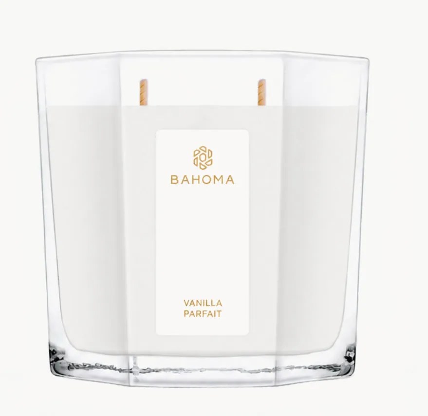 Ručne liata XL osemhranná sviečka Vanilla Parfait (Vanilla, Plum)