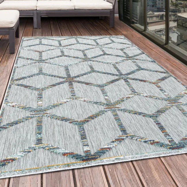 Šnúrkový koberec Bahama 3D romby multicolor