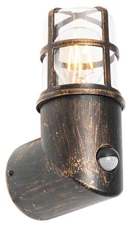 Starožitná vonkajšia nástenná lampa zlatá IP54 so snímačom pohybu - Kiki