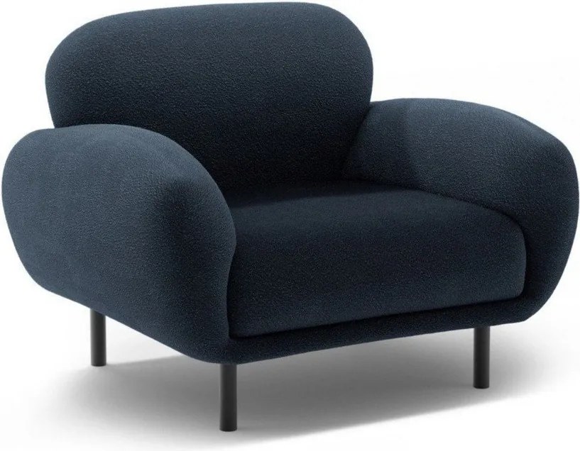 Tmavomodré kreslo z textílie buklé Poppy – Micadoni