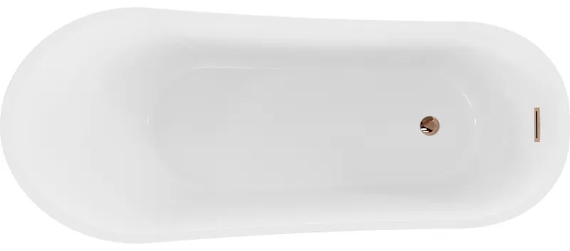 Mexen Alta, voľne stojaca vaňa 170 x 75 cm, biela-čierna, ružové zlato prepad, 52141707575-60