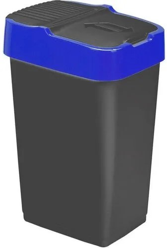 Heidrun Odpadkový kôš 60 l, čierny s modrým pruhom