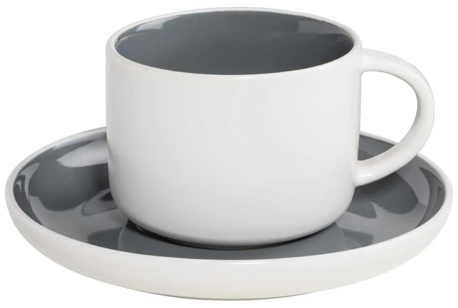 Sivo-biely porcelánový hrnček s tanierikom Maxwell&Williams Tint, 240ml