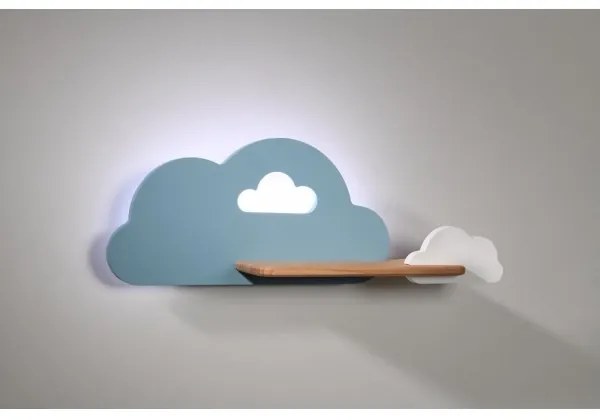 LED Detské nástenné svietidlo s poličkou CLOUD LED/5W/230V modrá/biela