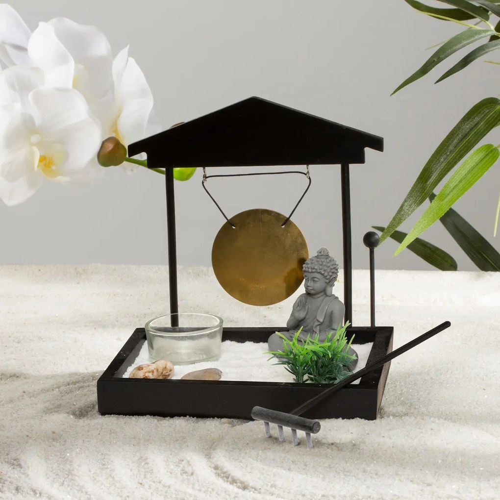 Dekoračná soška Buddy, 12x15x16 cm, čierna