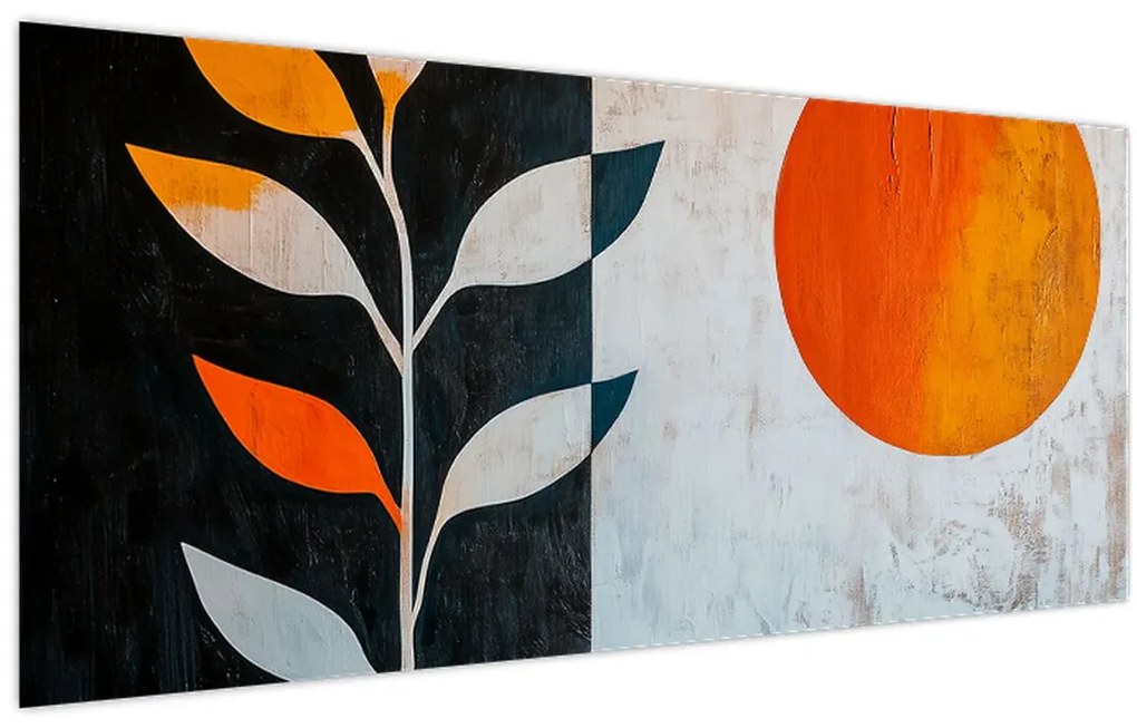 Obraz - Abstrakcia rastliny a slnka (120x50 cm)