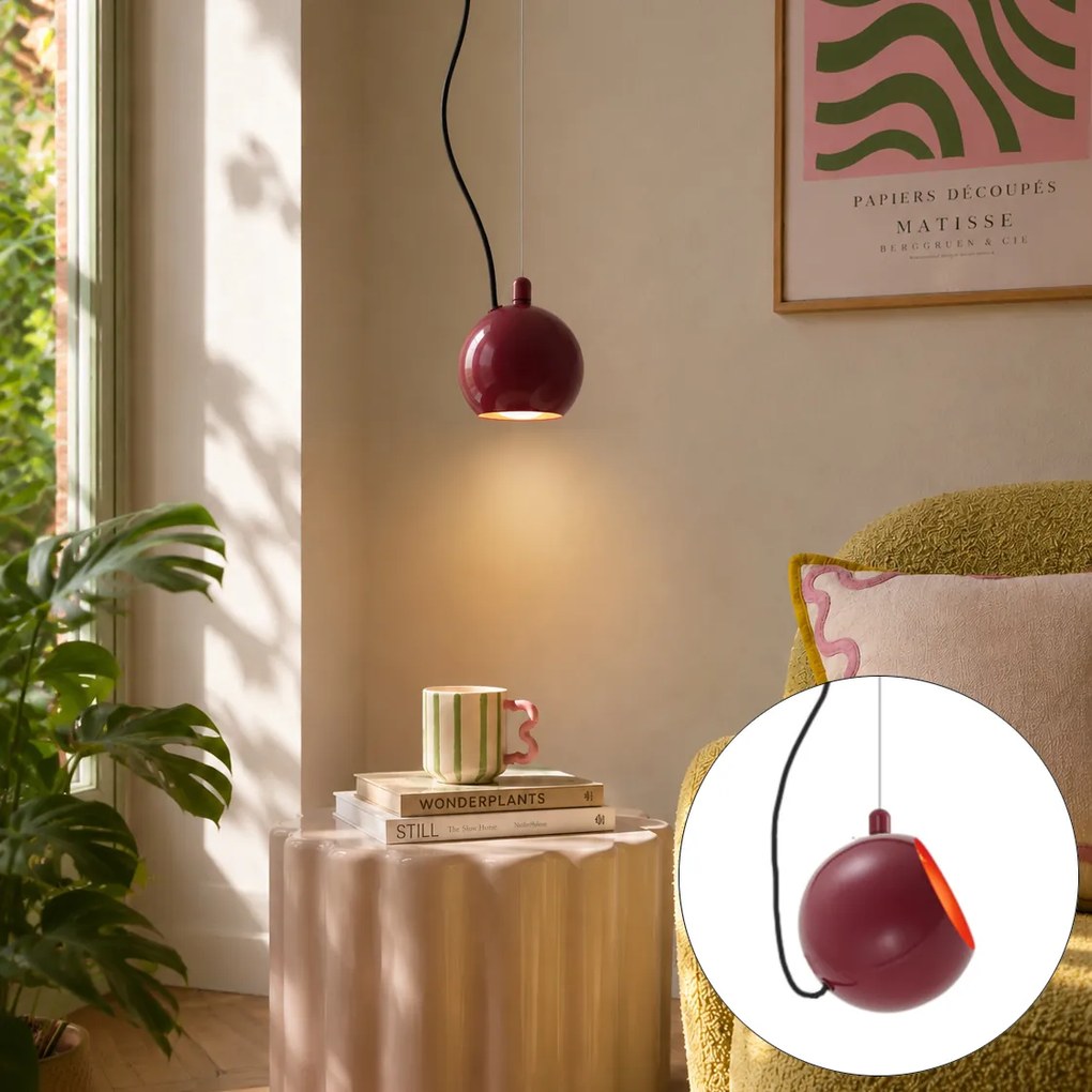 Dizajnová závesná lampa červená pre 1-fázový koľajnicový systém - Slimline Sara