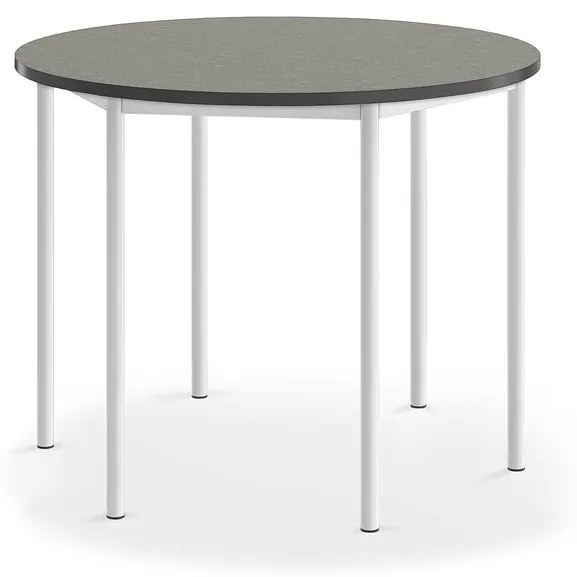 Stôl SONITUS, kruh, Ø1200x900 mm, linoleum - tmavošedá, biela